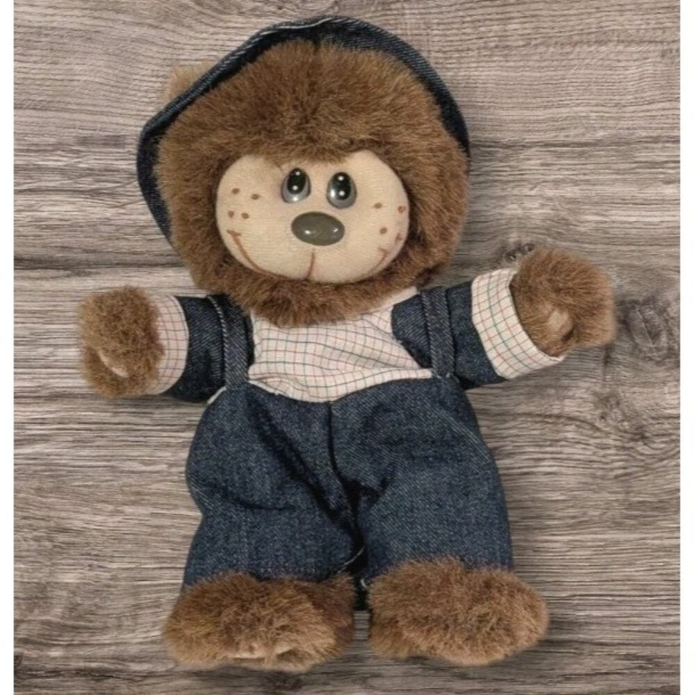 Soft Things Bear Plush Teddy Freckles Jeans Stuffed Animal Overalls Country Vtg